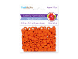 Pony Beads, 6x9mm plastic 175 pieces Orange