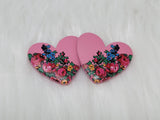 Busy Beaver Exclusives - 37mm Resin Heart Cabochons - Pink Kokum Floral