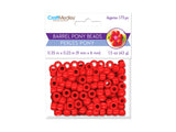 Pony Beads, 6x9mm plastic 175 pieces Red