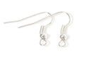 Pair of silver shepherd earring hooks with coil and bead on a white background