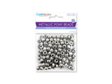 Pony Beads, 6x9mm plastic 150 Pieces Metallic Silver
