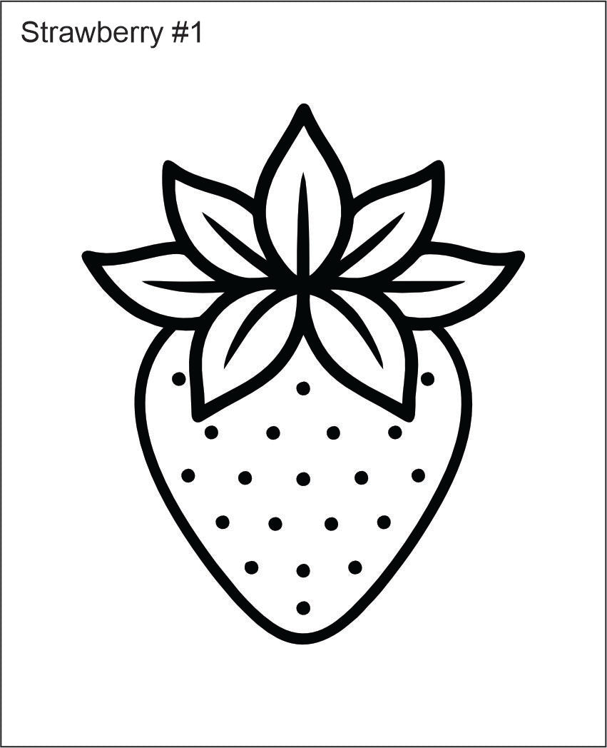 Line drawing of the strawberry beading pattern, labelled 'Strawberry #1'