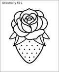 Line drawing of the left strawberry with a rose beading pattern, labelled 'Strawberry #2 L'
