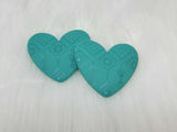 Busy Beaver Exclusives - 37mm Resin Heart Cabochons - Turquoise Patterned