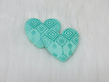 Busy Beaver Exclusives - 37mm Resin Heart Cabochons - Turquoise Patterned