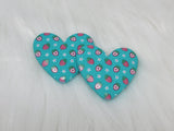 Busy Beaver Exclusives - 37mm Resin Heart Cabochons - Turquoise Strawberries