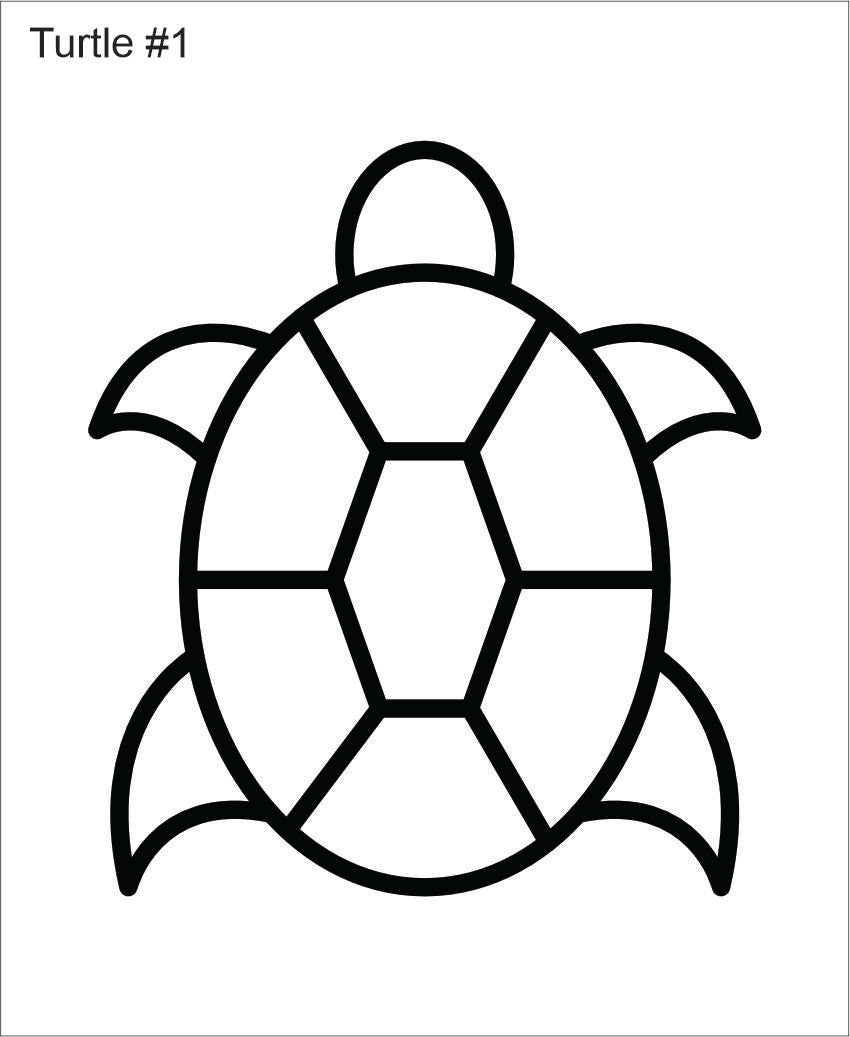 Line drawing of the sea turtle beading pattern, labelled 'Turtle #1'
