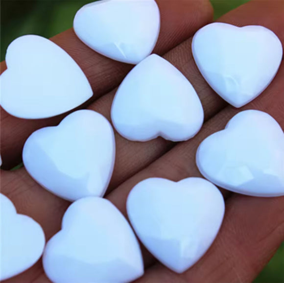 20mm Resin Flat Back - White Heart Gems 4pcs