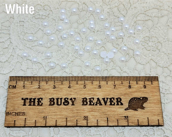 5mm Resin Flat Back - 50pc Half Round White