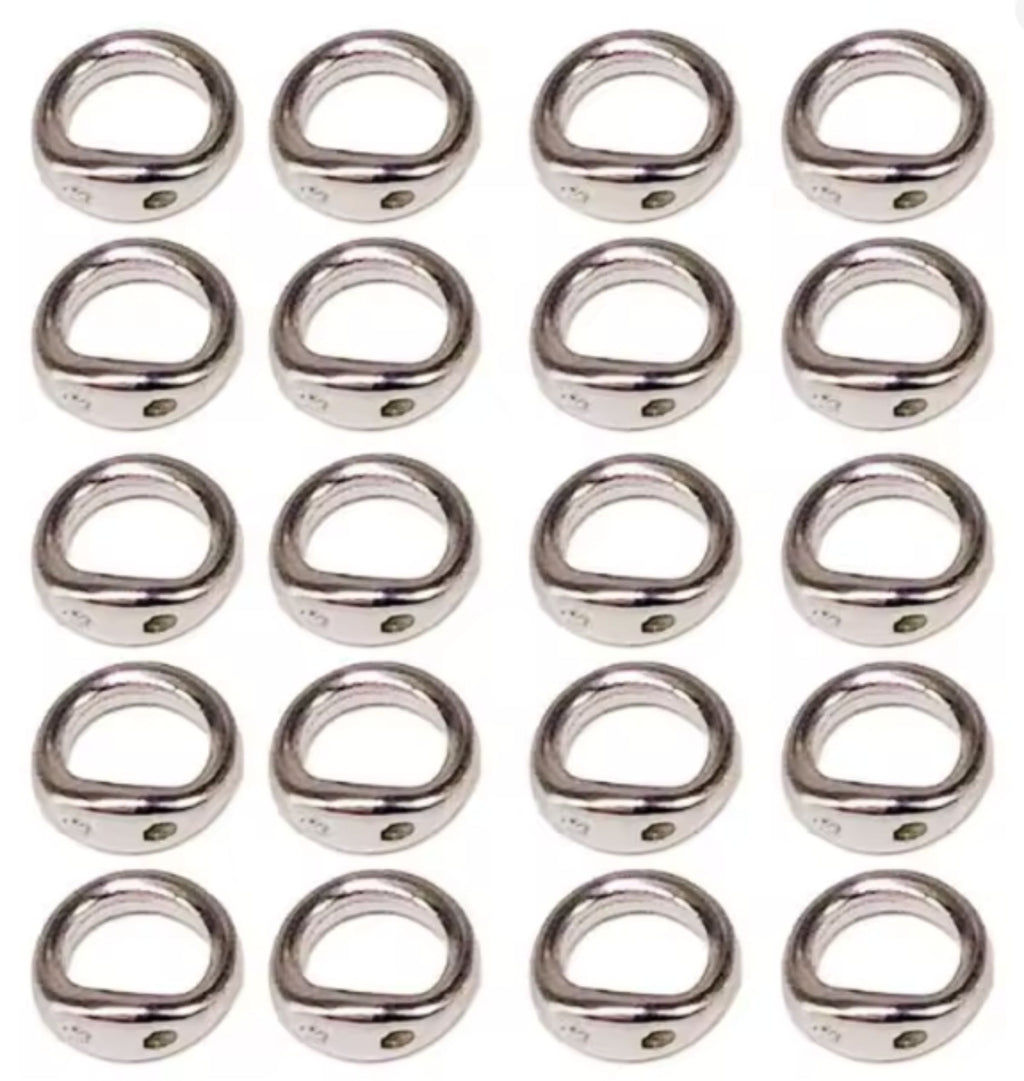 Grid of 20 white gold double-hole connector rings, arranged in rows on a white background