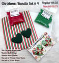 Christmas Bundle Set #4 with red and green seed beads, striped vinyl, pellon and 37mm heart cabochons (cabs)
