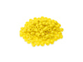 Pile of 6 x 9mm plastic pony beads in yellow on a white background