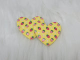 Busy Beaver Exclusives - 37mm Resin Heart Cabochons - Yellow Strawberries
