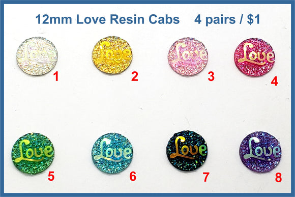 12mm Love Resin Cabs