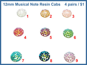 12mm Musical Notes Resin Cabs