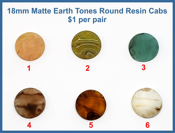 18mm Matte Earth Tones Round Resin Cabs