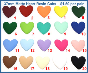 37mm Matte Heart Resin Cabs