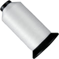 Large cone of white Nymo thread standing upright on a white background