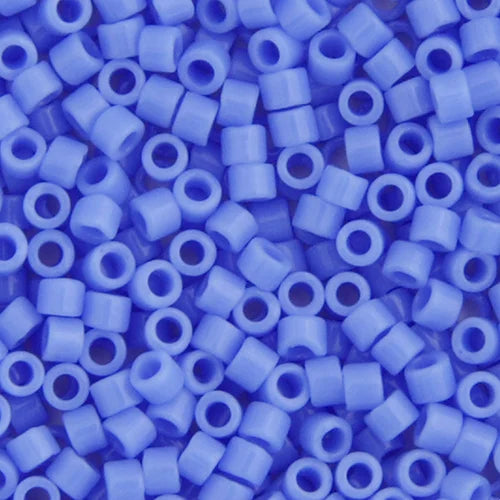 Close-up of Miyuki Delica 11/0 DB0730 cylinder beads in opaque light sapphire