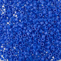 Close-up of Miyuki Delica 11/0 DB1138 cylinder beads in opaque blue cyan