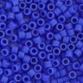 Close-up of Miyuki Delica 11/0 DB1588 cylinder beads in matte blue cyan
