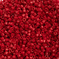 Close-up of Miyuki Delica 11/0 DB0791 cylinder beads in matte bright red