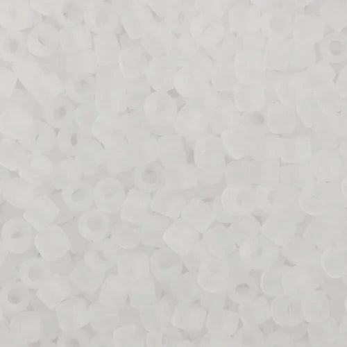 Close-up of Miyuki Delica 11/0 DB0741 cylinder beads in matte crystal