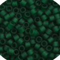 Close-up of Miyuki Delica 11/0 DB0767 cylinder beads in matte transparent dark emerald