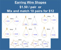 Chart of stainless steel geometric earring wire shapes, numbered for mix and match