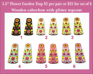 1.5'' Flower Garden Trap, Wood Cabochon
