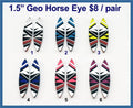 Six pairs of 1.5 inch silver mirror acrylic geometric horse eye cabochons (cabs) in six colours