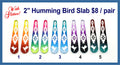 Five pairs of 2 inch glitter slab cabochons (cabs) with a hummingbird and geometric designs in ombre colours