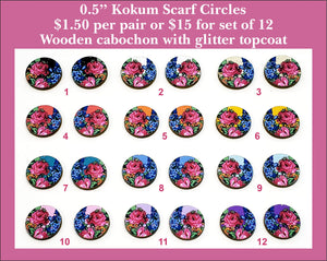 0.5'' Kokum Scarf Circle, Wood Cabochon