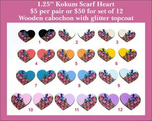 1.25'' Kokum Scarf Heart, Wood Cabochon