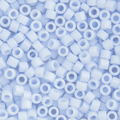 Close-up of Miyuki Delica 11/0 DB1497 cylinder beads in opaque light blue sky