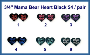3/4" Mama Bear Heart Black