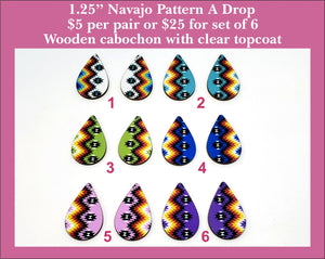 1.25'' Navajo Pattern A Drop, Wood Cabochon