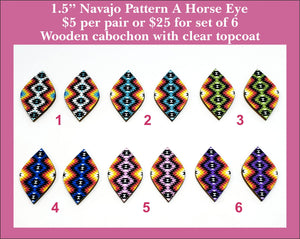1.5'' Navajo Pattern A Horse Eye, Wood Cabochon