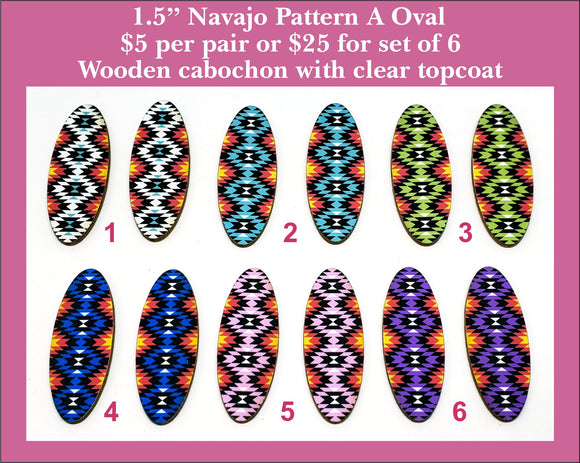 1.5'' Navajo Pattern A Oval, Wood Cabochon