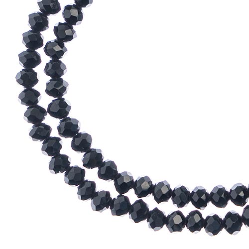 Two strands of Crystal Lane 3x4mm faceted glass rondelle beads in opaque black