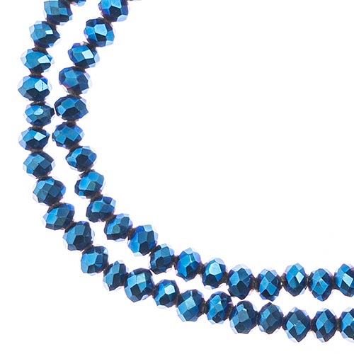 Two strands of Crystal Lane 3x4mm faceted glass rondelle beads in opaque blue iris