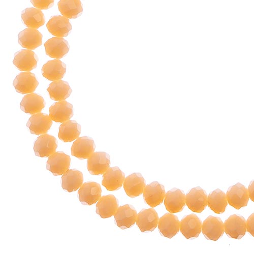 Two strands of Crystal Lane 3x4mm faceted glass rondelle beads in opaque cream