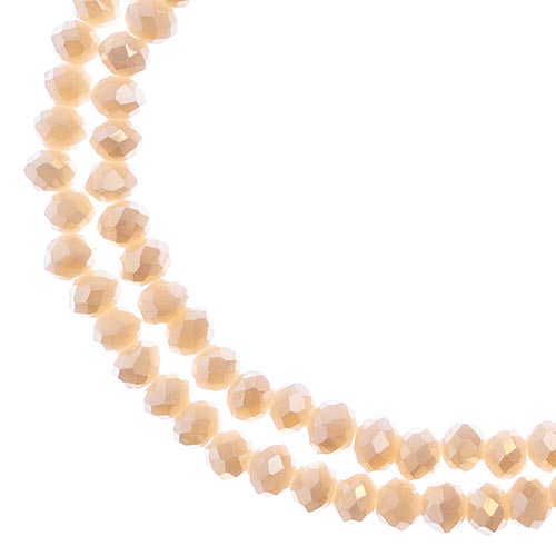Two strands of Crystal Lane 3x4mm faceted glass rondelle beads in opaque cream AB