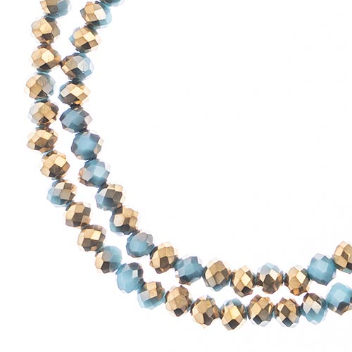 Two strands of Crystal Lane 3x4mm faceted glass rondelle beads in opaque dark blue with a half gold iris