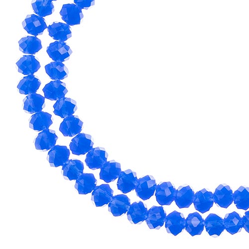 Two strands of Crystal Lane 3x4mm faceted glass rondelle beads in opaque dark sapphire