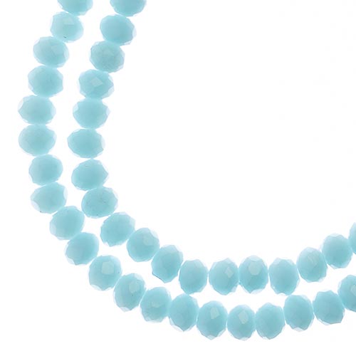 Two strands of Crystal Lane 3x4mm faceted glass rondelle beads in opaque light blue