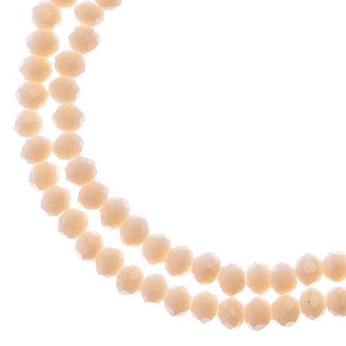 Two strands of Crystal Lane 3x4mm faceted glass rondelle beads in opaque light cream