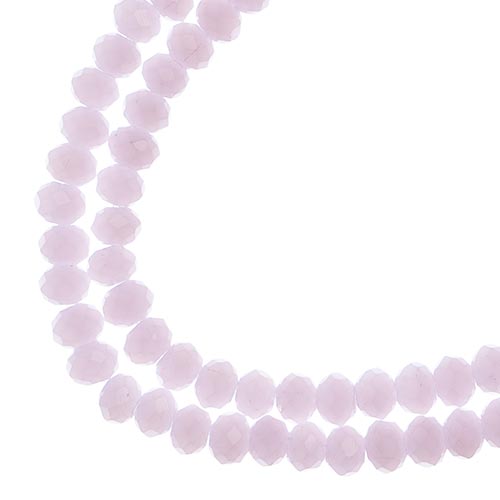 Two strands of Crystal Lane 3x4mm faceted glass rondelle beads in opaque pink