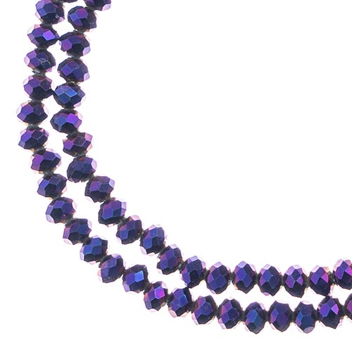 Two strands of Crystal Lane 3x4mm faceted glass rondelle beads in opaque purple iris