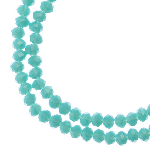 Two strands of Crystal Lane 3x4mm faceted glass rondelle beads in opaque turquoise blue